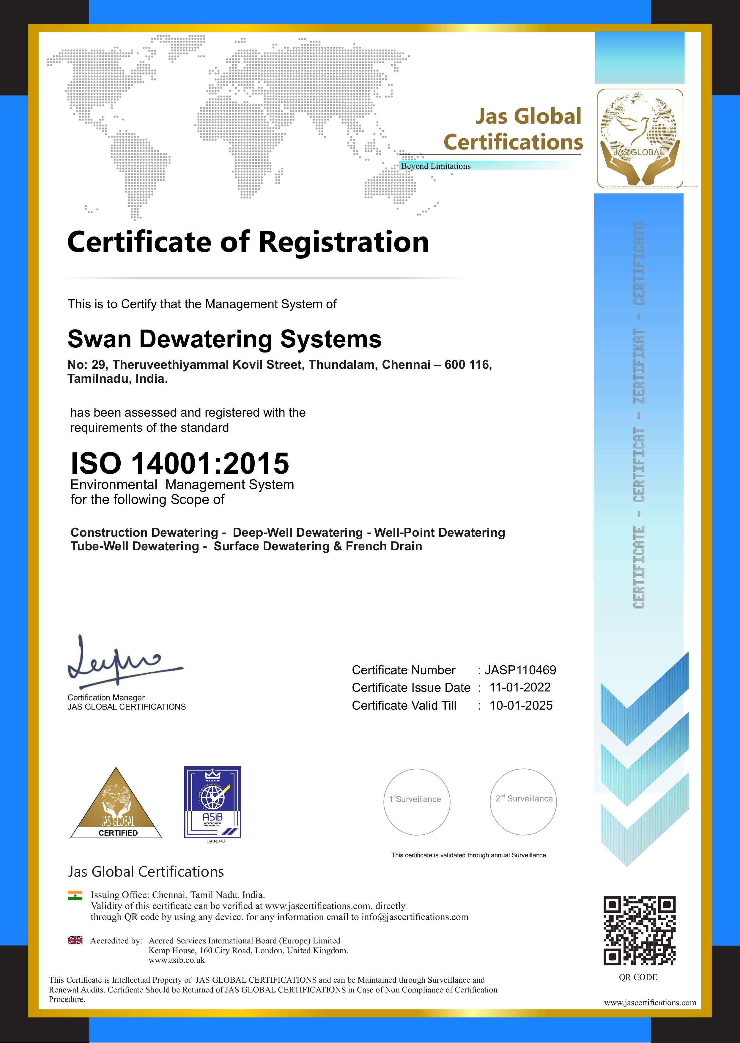 Swan Dewatering Systems Certification
